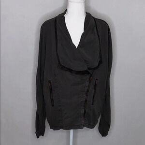 Zara Woman Gray Moto Jacket/Blazer - Size Large